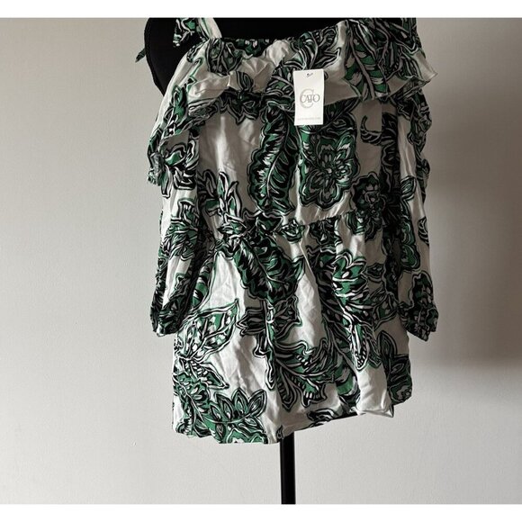 Cato Women’s Cold Shoulder Tropical Blouse Top Women’s Medium Resort Beachy NWT - Picture 7 of 15